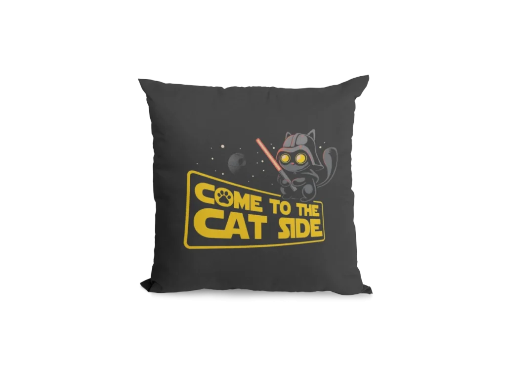 come to the cat side black pillowcase featuring star wars black cat