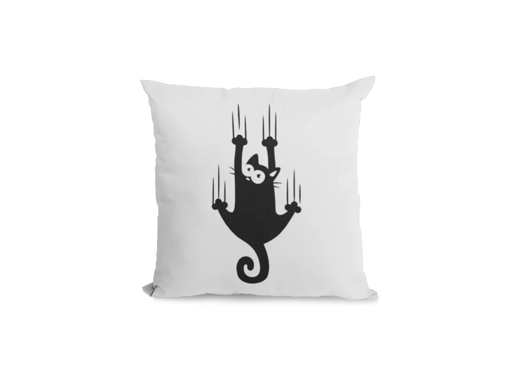 scratching black at on a white Pillowcase for black cat lovers