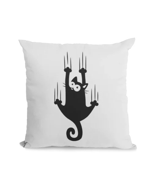 scratching black at on a white Pillowcase for black cat lovers